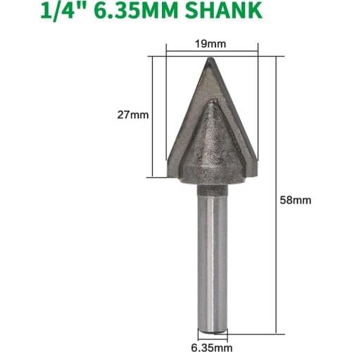 1PC 1/4" 6.35MM Shank Milling Cutter Wood Carving 60 Degree Wood Router Bit Straight End Mill Trimmer Cleaning Flush Trim Corner
