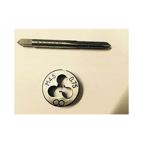 1pc HSS Machine M4.5 X 0.75mm Plug Tap and 1pc M4.5 X 0.75mm Die Threading Tool