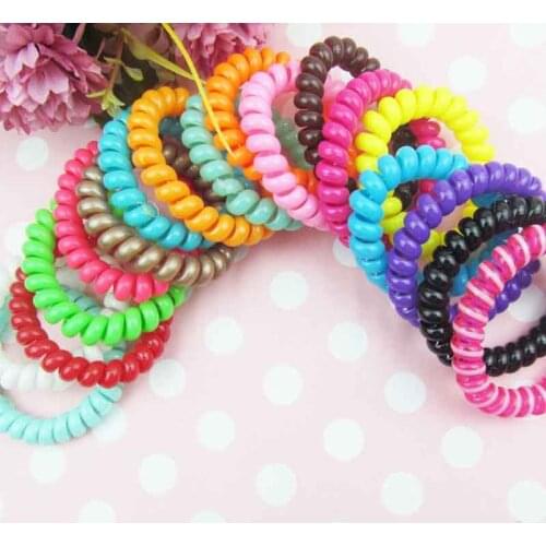 1 PC of Telephone Lines No Trace Head Color Rope Spiral Hairpin Hair Band Hair Band Plastic Candy Hair Accessories