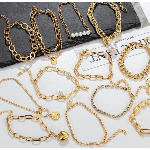 2021 Fashion Gold Multilayer Chain Bracelets For Women Pearl Portrait Coin Charm Bangle Bracelets Bohemian Female Jewelry Gift