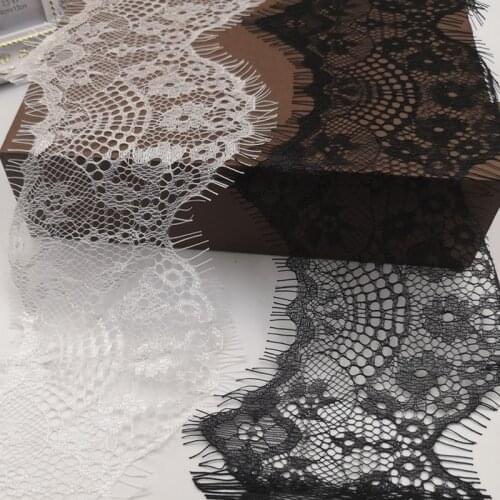 3Mete/lot Black White Eyelash Lace Fabric DIY Decorative Soft Nylon Eyelash Lace Trim Clothing Sewing Applique Fabric 10cm width