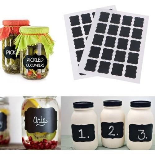 32Pcs Chalk Pen Chalkboard Sticker Bottle Labels Kitchen Jar Wall Cup Can