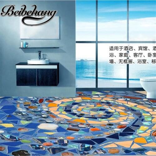 Beibehang Custom 3d decorative painting European Bohemian jade mosaic floor wall hotel self-adhesive waterproof floor sticker