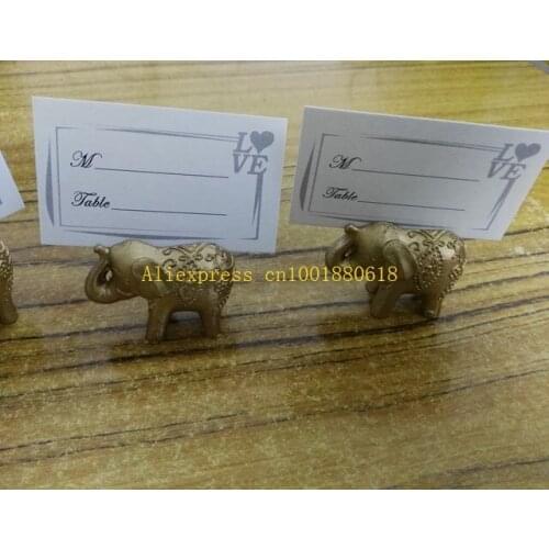 50pcs/lot Free shipping Lucky Gold Elephant Place Card Holders Table Name Holder Wedding Party Favors