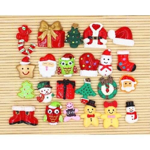 50pcs/lot DIY resin cabochons Christmas items accessories flat back resin flowers mix colors about 25mm