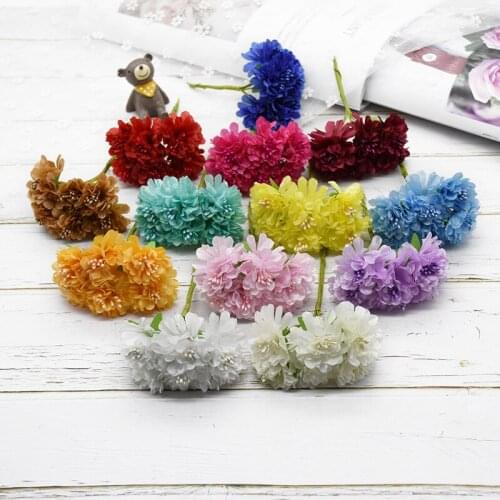 6pcs/bundle Silk carnation stamens Flower Artificial flowers for Christmas wreaths home vases wedding decoration DIY Candy boxes