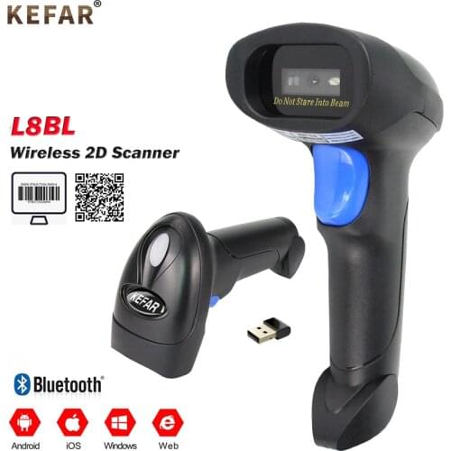 A6D Bluetooth 1D/2D Barcode Reader and QR PDF417 2.4G Wireless/Wired Handheld Barcode Scanner Charge base for Payment Logistic