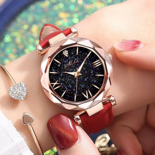 Lady Starry Sky Clock Luxury Women Watches Dotted With Roman Scale Watch Wristwatches Relogio Feminino Zegarek Damski Wristwatch