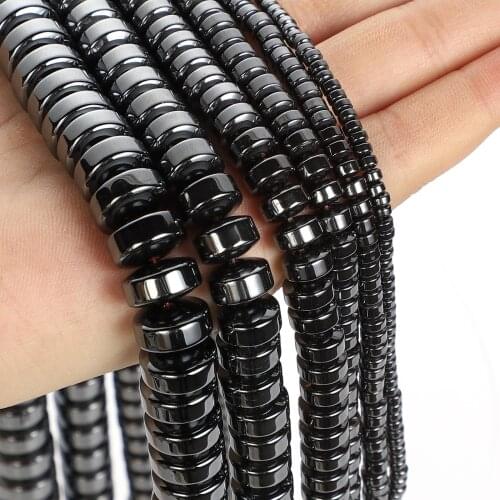 Cylinder Black Hematite Beads Natural Stone Beads Round Loose Beads For Jewelry Making DIY Bracelet Accessories Beads 3-12mm
