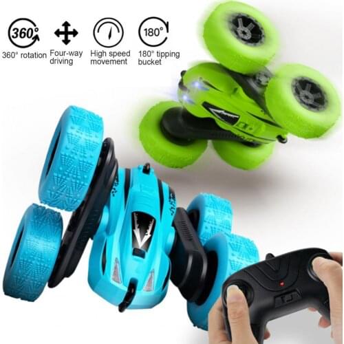 Children Wireless Remote Control Double-Sided 360 Degree Rotating Stunt Car Toy RC Car Toys For Boys Kids Birthday Gifts