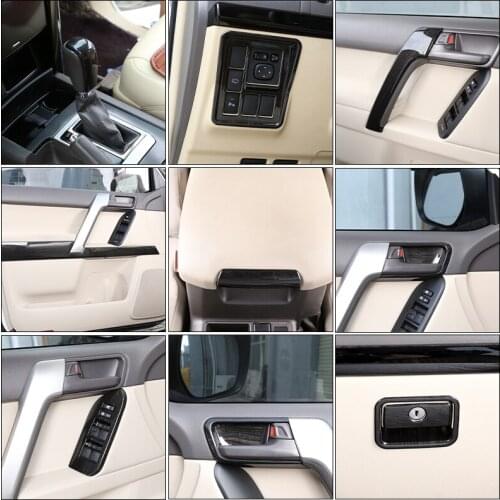 Car Accessorie Interior ABS Door Decoration Trim Panel For Toyota Land Cruiser Prado FJ150 150 2010-2018 Black Wood Grain 4 Pcs