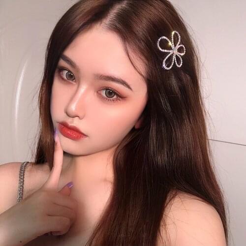 Korean Gold Silver Flower Hair Clip Sweet Multicolor Crystal Alloy Hairgrip For Women Girl New Hairpin Hair Barrette Accessories