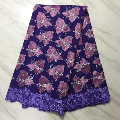 Pure Cotton Lace Fabric High Quality African Swiss Voile Lace With Stones Embroidery African Lace Fabric For Sew Clothes M4924