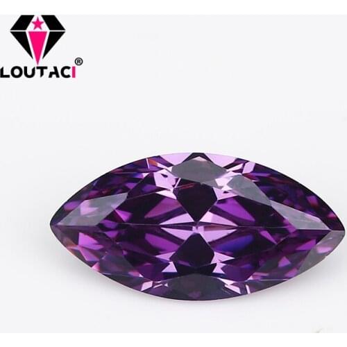 LOUTACI Amethyst Cubic Zirconia Marquise Shape Gemstone New Style Setting Lady Rings Small Size 1.5x3-3x6mm
