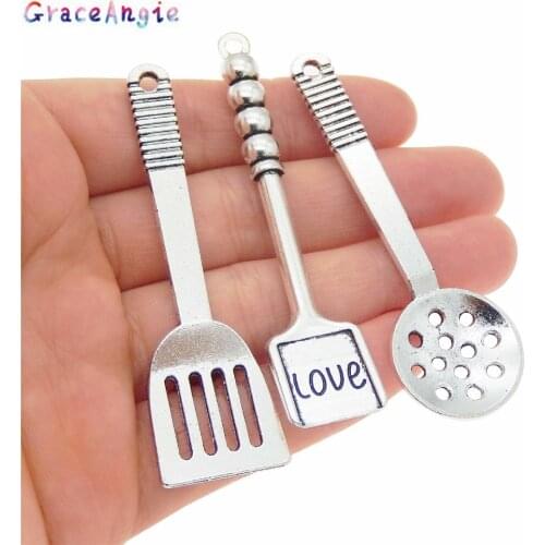 Mix Ancient Jewelry Spatula charms Cook Tool ladle Charms Necklace Accessories Tableware Cookware Alloy Charms Pendants Jewelry