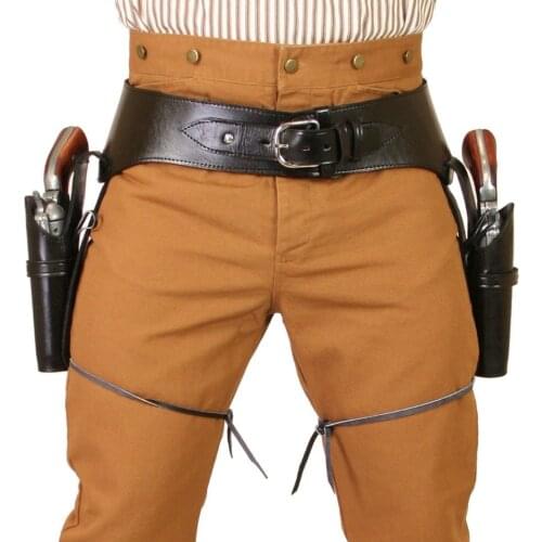 Historical Emporium Mens Double Plain Leather Western Gun Belt and Holster .44/.45 Cal