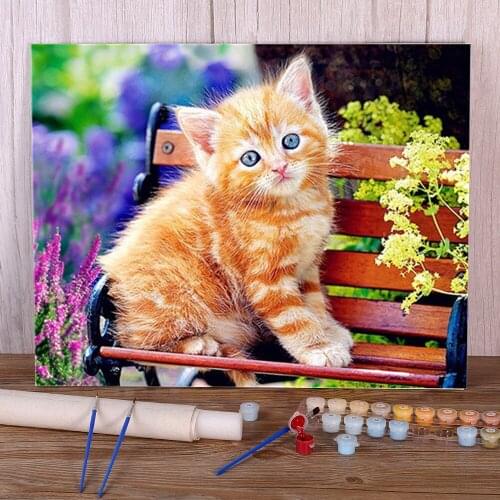 Flower Cats Animal DIY Paint By Numbers Kit Oil Paints 50*70 Canvas Pictures Home Decoration For Handiwork