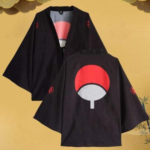 New Anime Hokage Kakashi Sasuke Sharingan Uchiha Symbol Kimono Ninja Cosplay Costumes Cloak Cardigan Haori Pajamas Bathrobe Coat