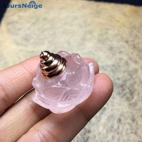 Wholesale Purple Natural Crystal Pendant Hand Carved Lotus Wishing bottles Pendant Necklace Lucky for Women Men DIY Jewelry