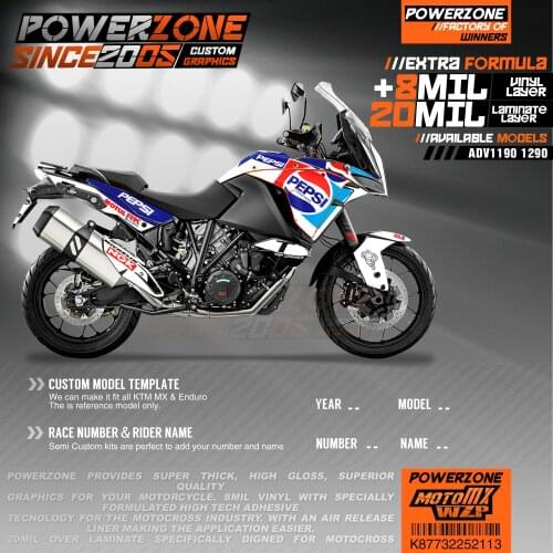 PowerZone Custom Team Graphics Backgrounds Decals 3M Stickers Kit For KTM ADV 1050 1090 1190 1290 113