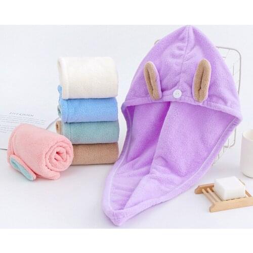 Coral Fleece Womens Hair Towel Thickened Hair Towel Strong Water Absorption Towels for Adult Bathroom Rapid Drying Hair Towels