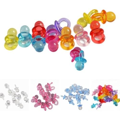 50pcs/lot Pacifiers Clear Acrylic Ornaments Loose Spacer Pacifier Pendant Charms for Baby Boy Girl Baby Shower Party Gift Favors
