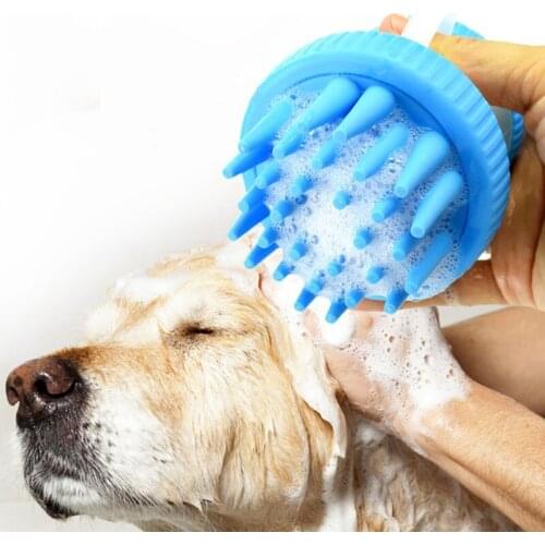 Silica gel Brush Comb for Cats Dogs Pet Bath Combs Press-type Pet Cat and Dog Bath Comb for Combing Bathing Cleaning Massage