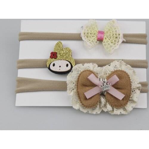 On sale 3pcs baby girl boy elastic flower headband children skinny stretchy cartoon bows Bowknot elastic hair Band