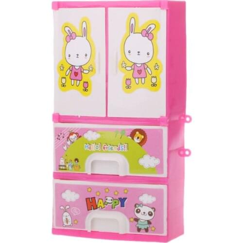 Cartoon Rabbit Closet Wardrobe For Doll Girls Toy Princess Bedroom Furniture Baby Shower Gift Dolls Accessories Christmas Gifts