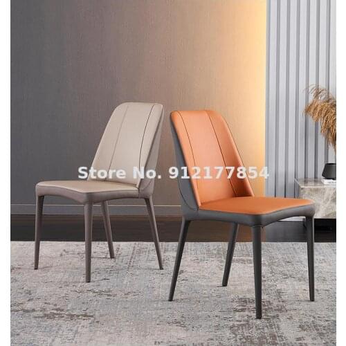 Nordic light luxury dining chair home modern minimalist restaurant designer desk leather stool high-end dining table and chair c