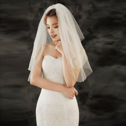 Wedding Veil With Comb 2021 New Cut Edge Three-layer Elbow Length Bridal s