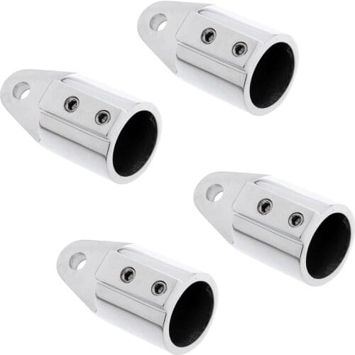4x Stainless Steel Bimini Top Eye End Cap 1'' Pipe Marine Boat Yacht 2 Holes