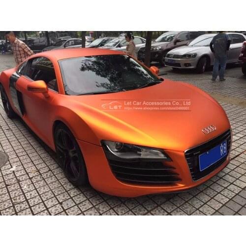 High quality Orange Metallic Matt Vinyl wrap Car Wrap With Air Bubble Free Chrome Red Matt Film Vehicle Wrapping Sticker Foil