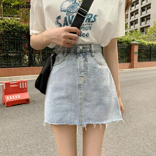Skirts Women Summer High Waist Denim Mini A-Line Plus Size Classic All-match Womens High Street Hips Skirt Casual Hot Selling