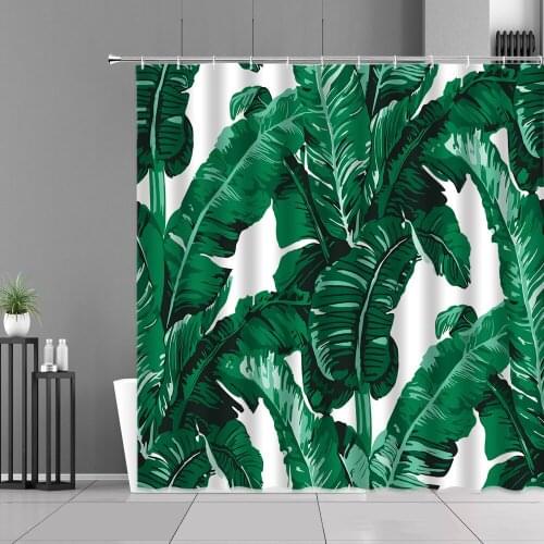 Green Plants Leaves New Pattern Shower Curtain Tropical Banana Leaf Monstera Print Waterproof Bathroom Curtains Home Decor Cloth