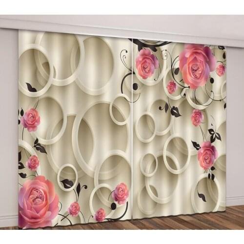 Blackout Curtains for living Room 3D Window Curtains For Living Bedroom Wedding decoration Pink roses Drapes Cortina pillowcase