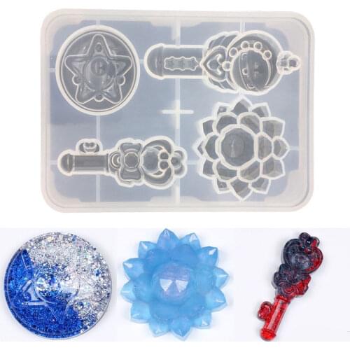 DIY Crystal Epoxy Mirror Sailor Moon Ice Tray Transformer Magic Wand Resin Mold Plaster Aromatherapy Decoration Creative Jewelry