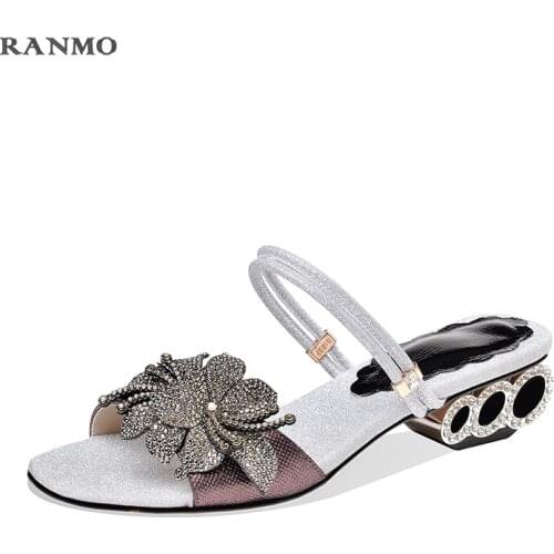 Woman Sandals Slippers Rhinestone Bow Decorated High Heels Fashion Shoes Comfortable Summer Outdoor Sandals Sandals Women 2020