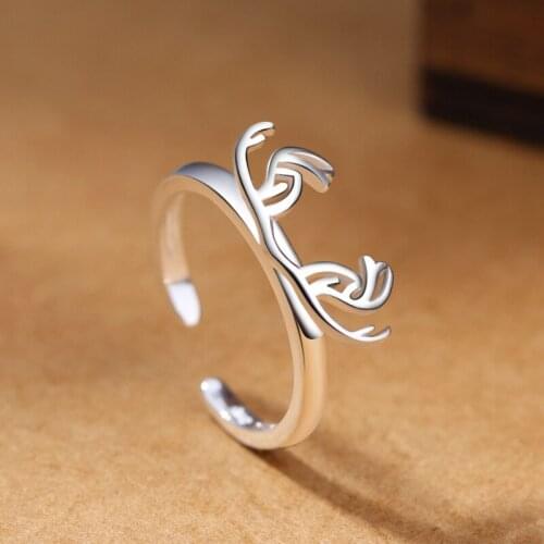 YIZIZAI Silver Color Deer Antlers Rings for Women Adjustable Size Rings Fashion Wedding Jewelry joyas de plata