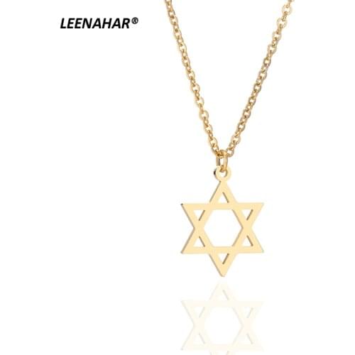 1PC Jewish Star of David Necklace Stainless Steel Gold Plated Israel Kabbalah Lucky Charm Jewelry For Girlfriend Women SN1099