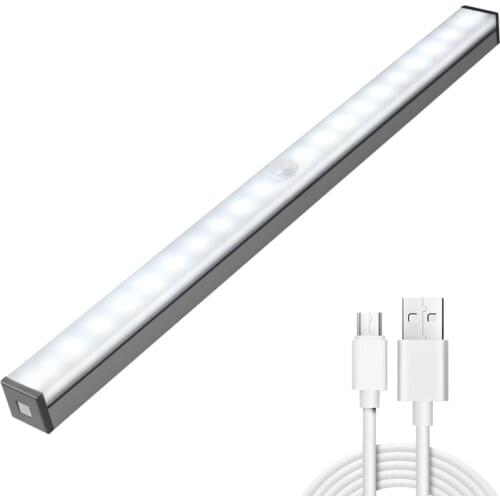 1Pcs LED Motion Sensor Under Cabinet Closet Light USB Portable Rechargeable Automatic Sensitive Wall Night Bedroom Kitchen Lamp