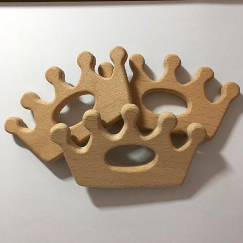 10PCS CROWN TIARA Handmade Natural Newborn Beech Wooden Teether Toys