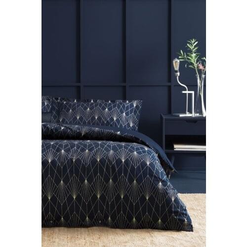 100% Cotton Satin Ranforce Fabric Double Lux Soft Navy Blue Duvet Cover Set 4Pcs Modern Breathable Bedding Set Summer 200x220