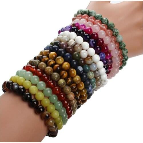 2021 Fashion Natural Stone Bracelets For Women Rose Quartzs Tiger Eyes Agates Beaded Yoga Bracelet Jewelry Accessories