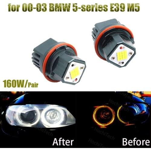 6000K White 160W High Power Angel Eyes LED Lights Ring Marker for 00-03 BMW 5-series E39 M5