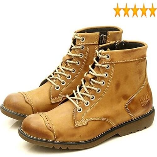 Fashion Hot Sale Shoes Breathable Anti Skit Genuine Leather Ankle For Men Lace Up Comfortable Desert Boots Yellow