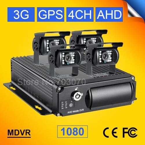 CCTV AHD Car Camera Mobile Dvr Kits 4Pcs Metal Waterproof HD Camera With IR Night Vision +3G Real Time GPS Track 1080p AHD Mdvr