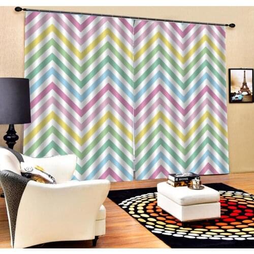 Curtain Decoration 3D Brief Color stripes Curtains For Bedroom Living room Polyester Room Curtain custom curtains