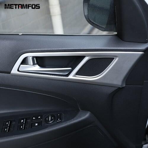 For Hyundai Tucson 2015-2018 2019 2020 Carbon Fiber Inside Door Handle Bowl Cover Trim Decoration Frame Interior Car Accessories