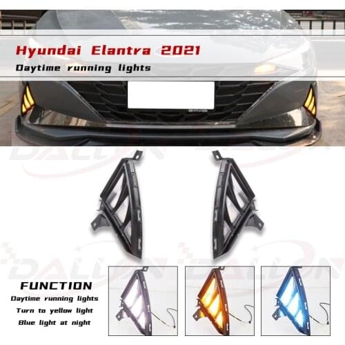 DRL For Hyundai Elantra 2020 2021 LED Daytime Running Light Waterproof Driving Fog Lamp Daylight with Turn Signal